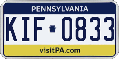 PA license plate KIF0833