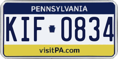 PA license plate KIF0834
