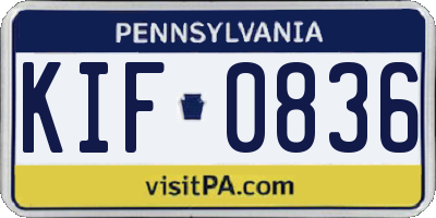 PA license plate KIF0836