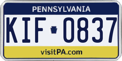 PA license plate KIF0837