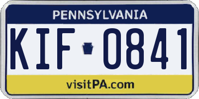 PA license plate KIF0841