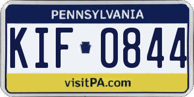 PA license plate KIF0844