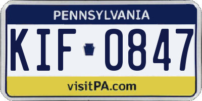 PA license plate KIF0847