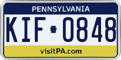 PA license plate KIF0848