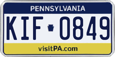 PA license plate KIF0849