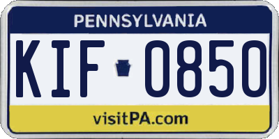 PA license plate KIF0850