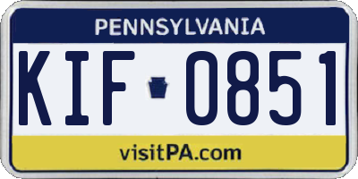 PA license plate KIF0851