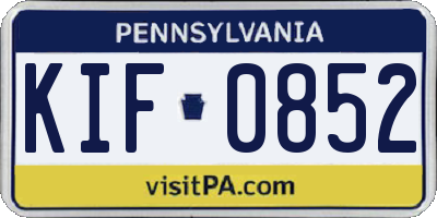 PA license plate KIF0852