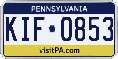 PA license plate KIF0853