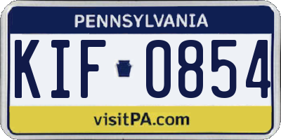 PA license plate KIF0854