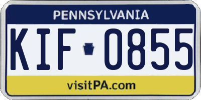 PA license plate KIF0855