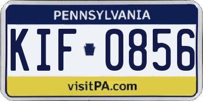 PA license plate KIF0856