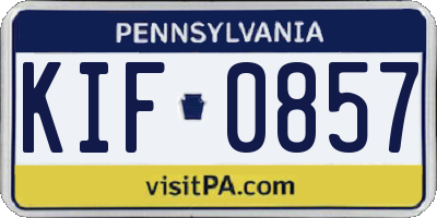 PA license plate KIF0857