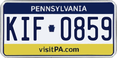 PA license plate KIF0859