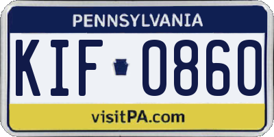 PA license plate KIF0860