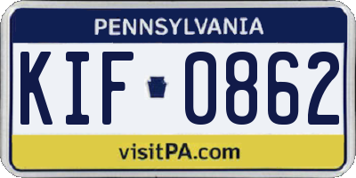 PA license plate KIF0862