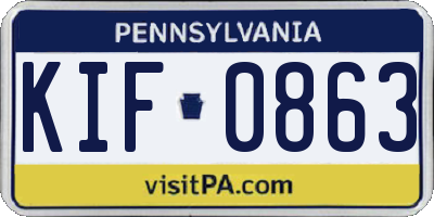 PA license plate KIF0863