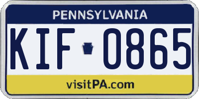 PA license plate KIF0865