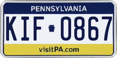 PA license plate KIF0867
