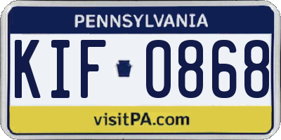 PA license plate KIF0868
