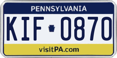 PA license plate KIF0870