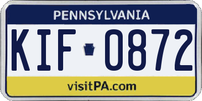 PA license plate KIF0872