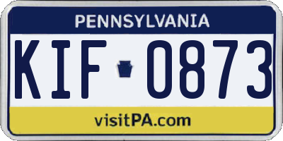 PA license plate KIF0873
