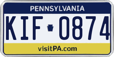 PA license plate KIF0874