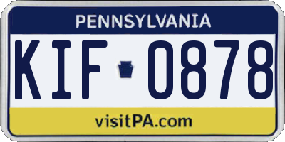PA license plate KIF0878