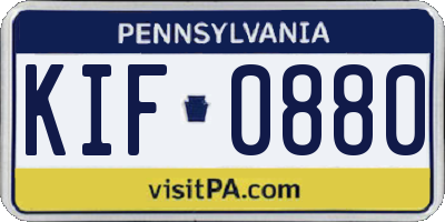 PA license plate KIF0880