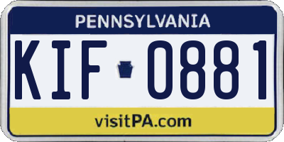 PA license plate KIF0881