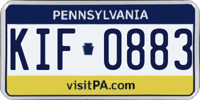 PA license plate KIF0883