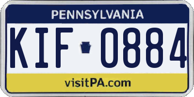 PA license plate KIF0884