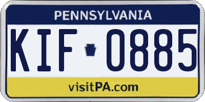 PA license plate KIF0885
