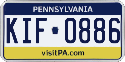 PA license plate KIF0886