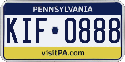 PA license plate KIF0888