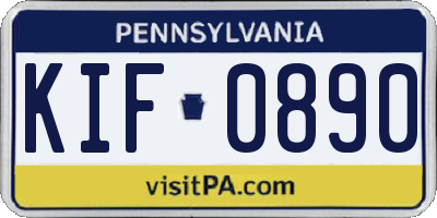 PA license plate KIF0890