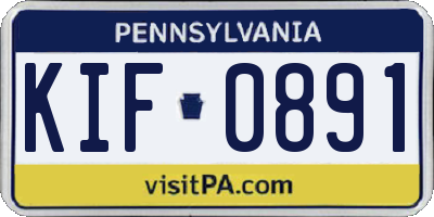 PA license plate KIF0891