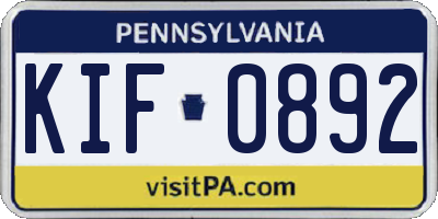 PA license plate KIF0892