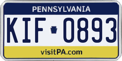 PA license plate KIF0893