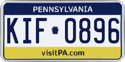 PA license plate KIF0896