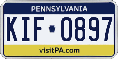PA license plate KIF0897