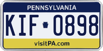 PA license plate KIF0898