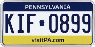 PA license plate KIF0899