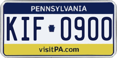 PA license plate KIF0900