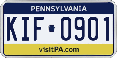 PA license plate KIF0901