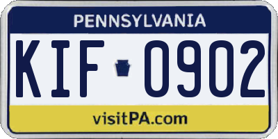 PA license plate KIF0902