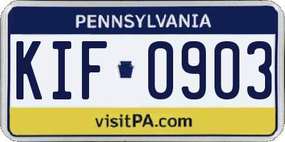PA license plate KIF0903
