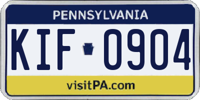 PA license plate KIF0904