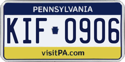 PA license plate KIF0906